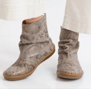 El Naturalista Made In Spain Leather Women's Metallic Heeled Ankle Boots EU 41